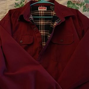 Wrangler Mens Size 2XL Flannel Lined Red Long Sleeve Button Down,